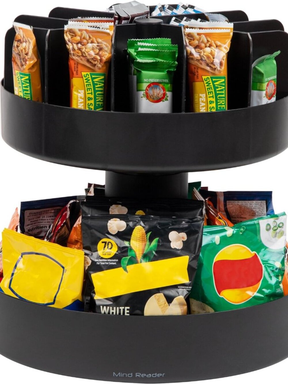 2-Tier Snack Carousel, Countertop Organizer, Snack Tray, Breakroom, Kitchen, 14.
